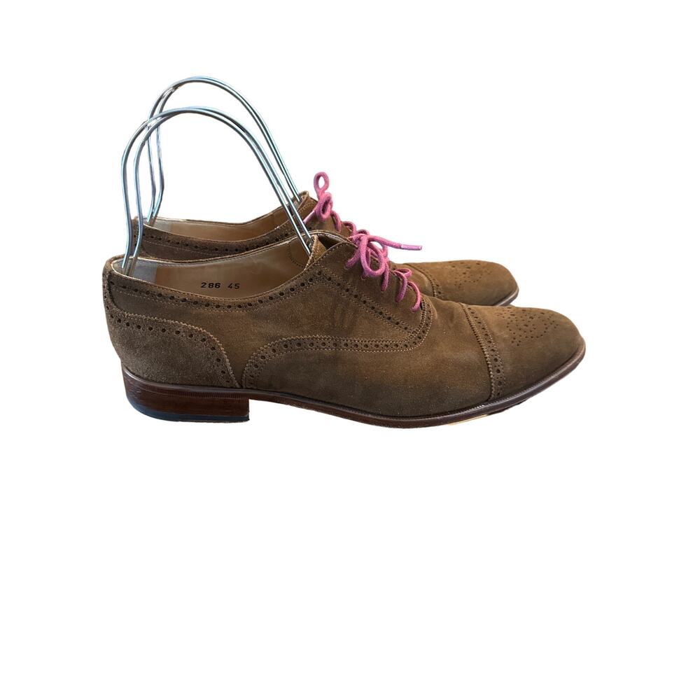 Men’s Scarosso Italian Brown Suede Wingtip Shoes. Size 45 ( 11.5 )